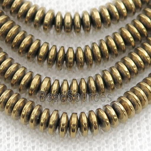 Hematite heishi beads, gold electroplated