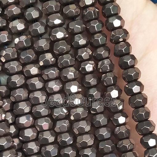 chocolate Hematite Beads, faceted rondelle, electroplated