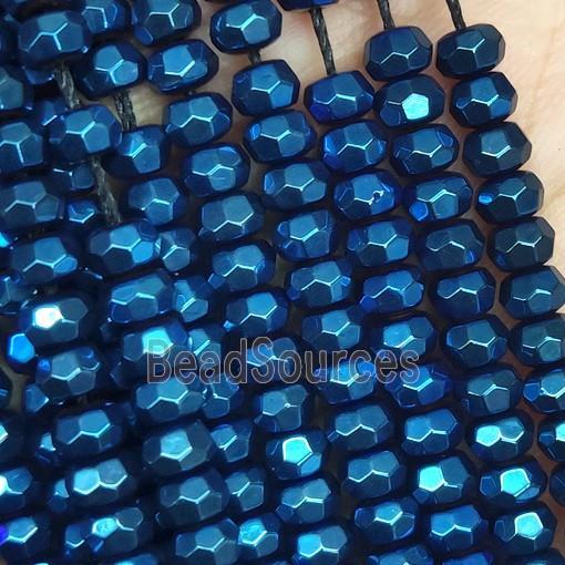 blue Hematite Beads, faceted rondelle, electroplated