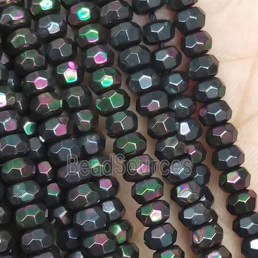 multicolor Hematite Beads, faceted rondelle, electroplated