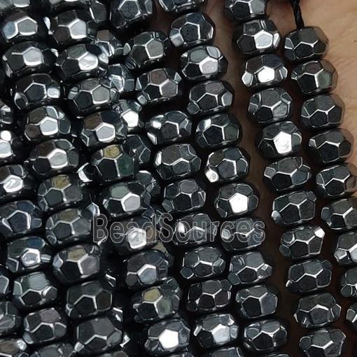 black Hematite Beads, faceted rondelle