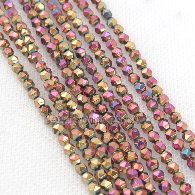 Peach Hematite Beads Cut Round Electroplated