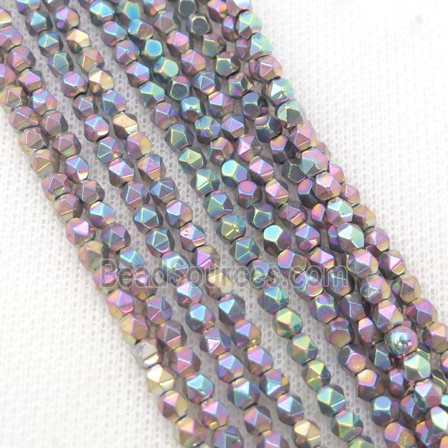 Multicolor Hematite Beads Cut Round Electroplated