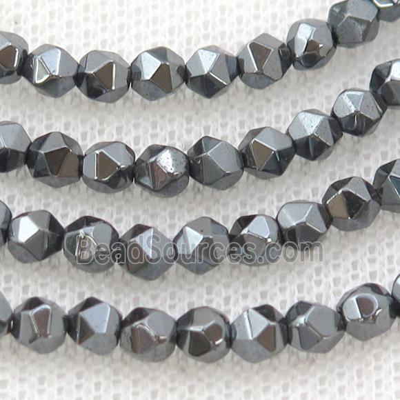 Black Hematite Beads Cut Round