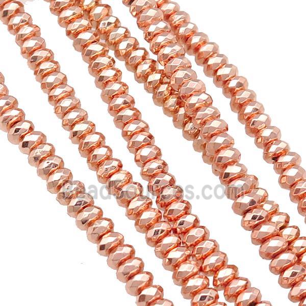 Hematite Beads Faceted Rondelle Rose Gold