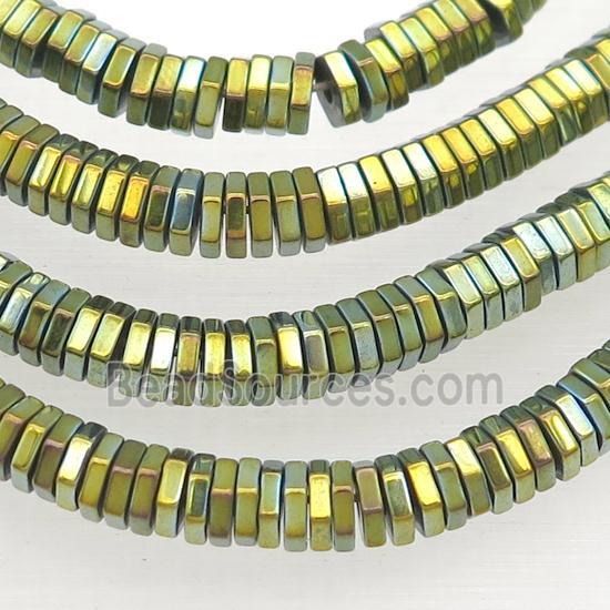 Hematite Hexagon Beads GreenGold Electroplated