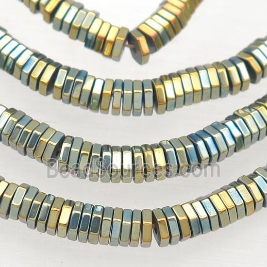 Hematite Hexagon Beads BlueGold Electroplated