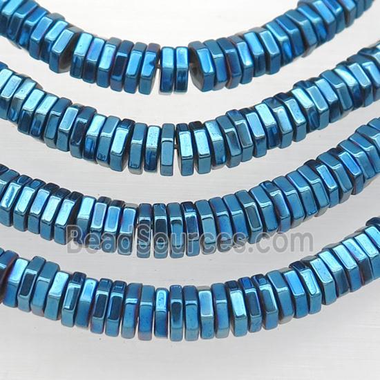 Hematite Hexagon Beads Blue Electroplated