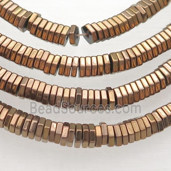 Hematite Hexagon Beads Brown Electroplated