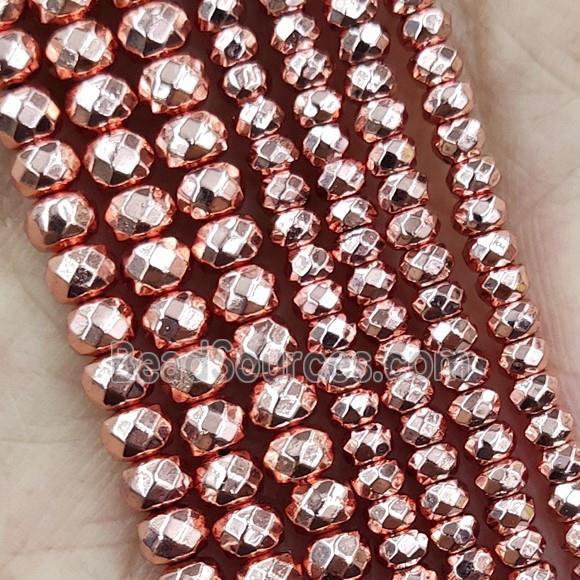 Hematite Beads Faceted Rondelle Rose Gold