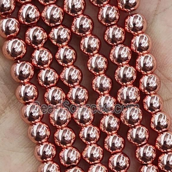 Hematite Beads Smooth Round Rose Gold