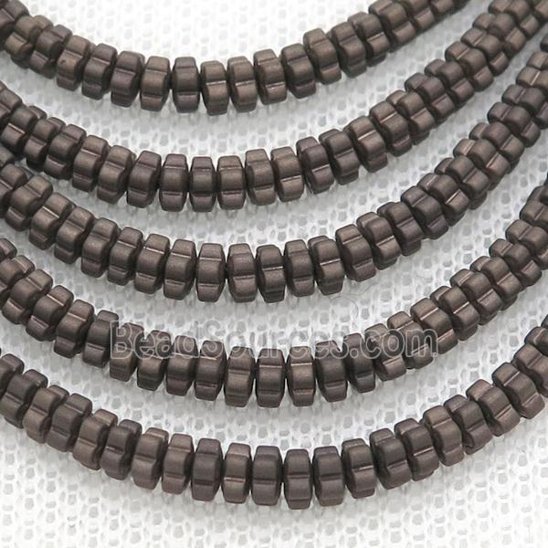 Chocolate Hematite Beads Flower Matte