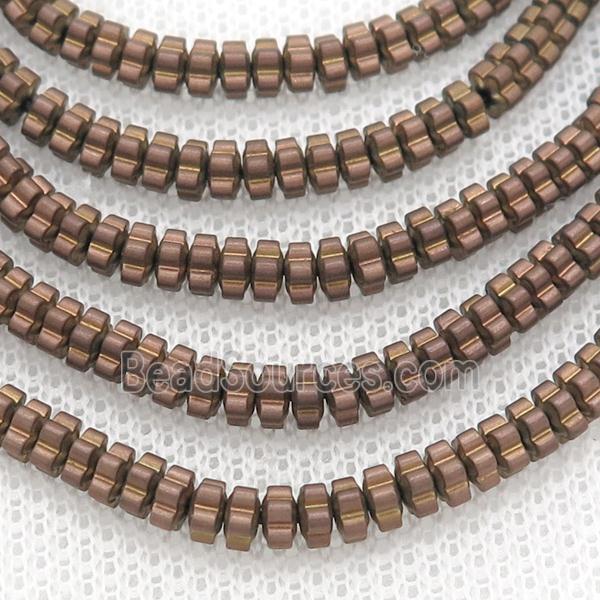 Brown Hematite Beads Flower Matte