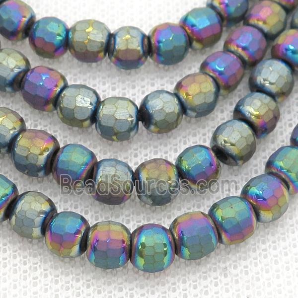 Rainbow Hematite Beads Faceted Round