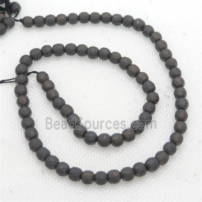 Black Chocolate Hematite Beads Faceted Round