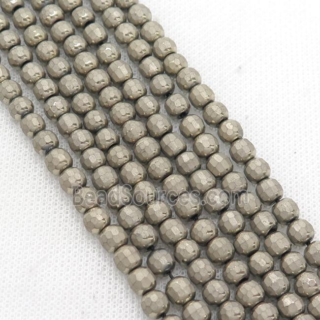 Hematite Beads Faceted Round Pyrite Color