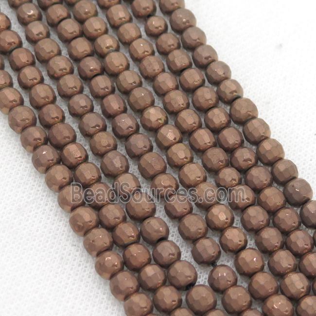 Hematite Beads Faceted Round Brown