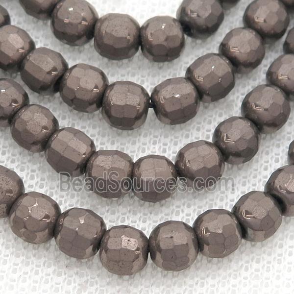 Chocolate Hematite Beads Faceted Round