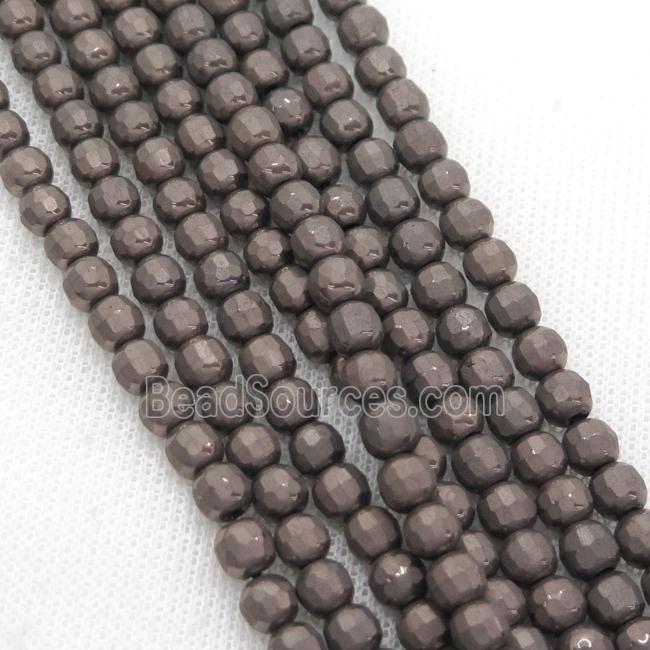 Chocolate Hematite Beads Faceted Round