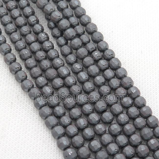 Black Hematite Beads Faceted Round