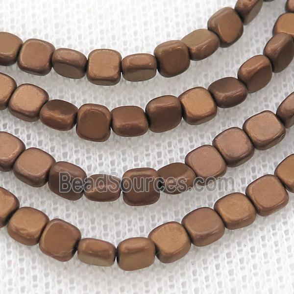 Hematite Beads Square Matte Brown