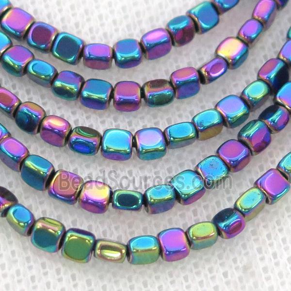 Rainbow Hematite Beads Square