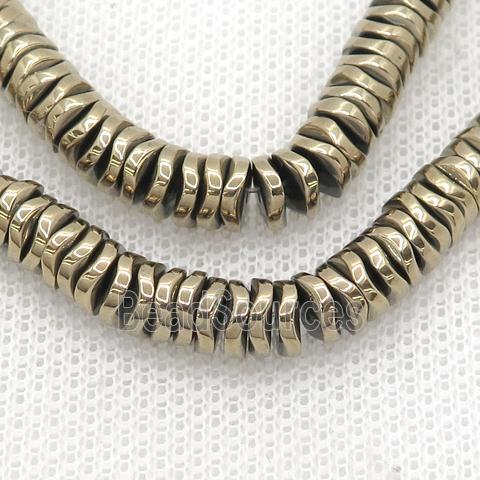 Hematite Heishi Spacer Beads Twist Pyrite Color