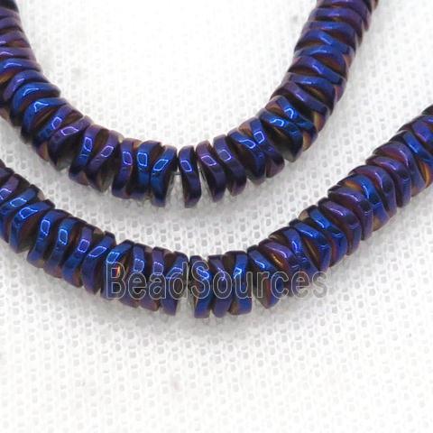 Purple Blue Hematite Heishi Spacer Beads Twist