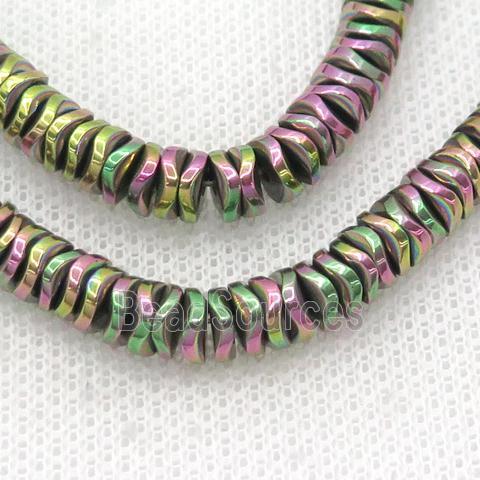 Hematite Heishi Spacer Beads Twist Multicolor Electroplated