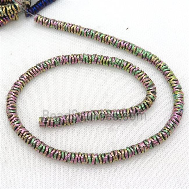 Hematite Heishi Spacer Beads Twist Multicolor Electroplated