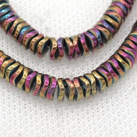 Hematite Heishi Spacer Beads Twist Multicolor Electroplated