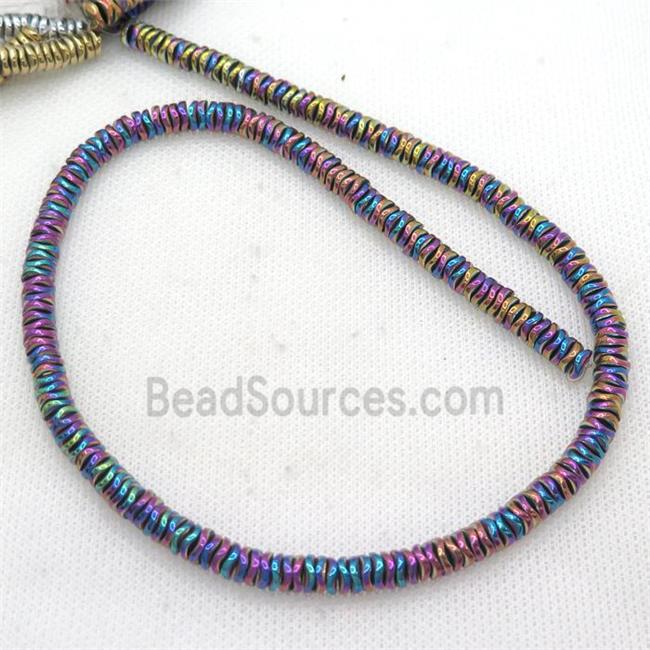 Rainbow Hematite Heishi Spacer Beads Twist