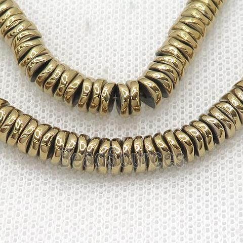 Hematite Heishi Spacer Beads Twist Lt.Gold