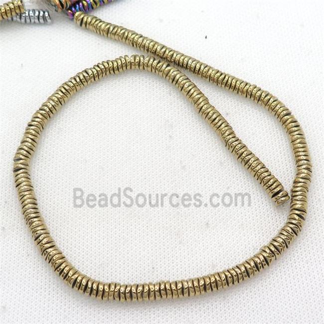 Hematite Heishi Spacer Beads Twist Lt.Gold