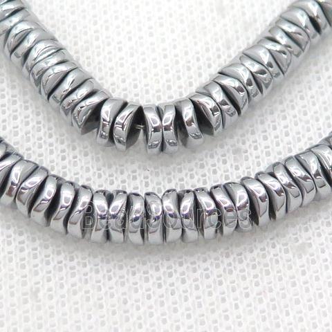 Hematite Heishi Spacer Beads Twist Platinum Electroplated