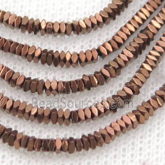 Hematite Spacer Beads Faceted Square Brown