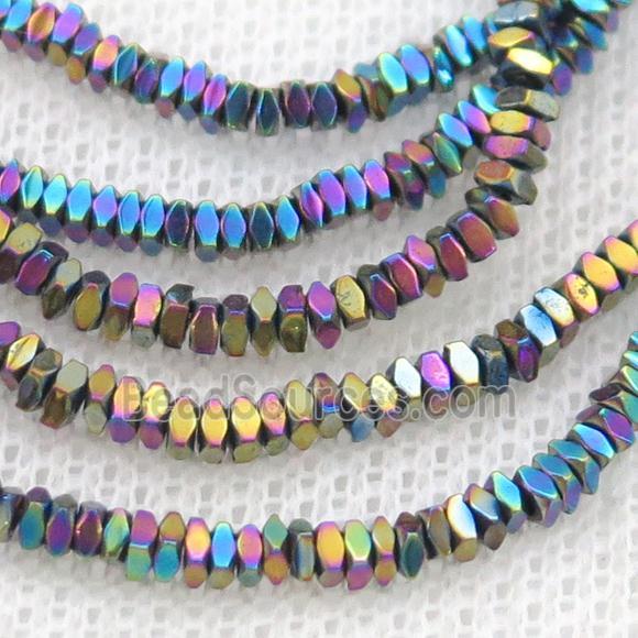 Rainbow Hematite Spacer Beads Faceted Square