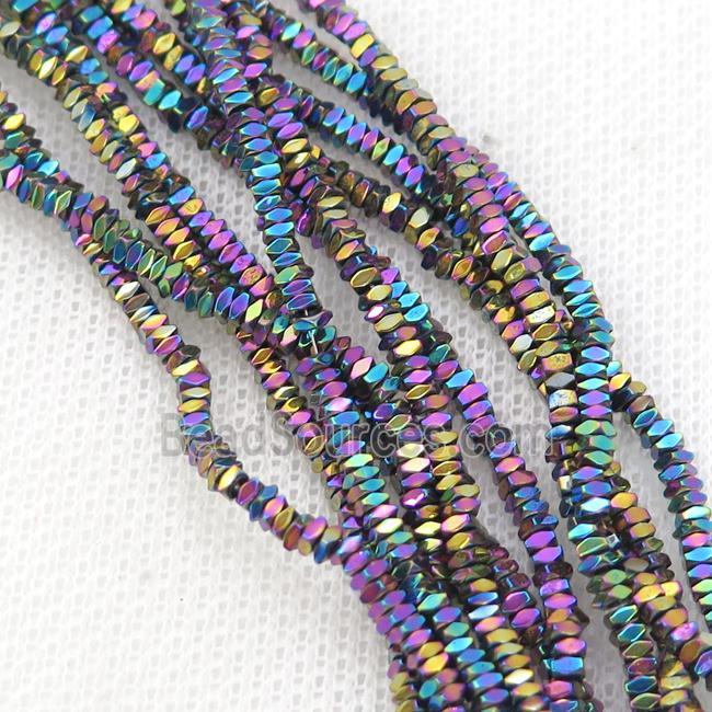 Rainbow Hematite Spacer Beads Faceted Square