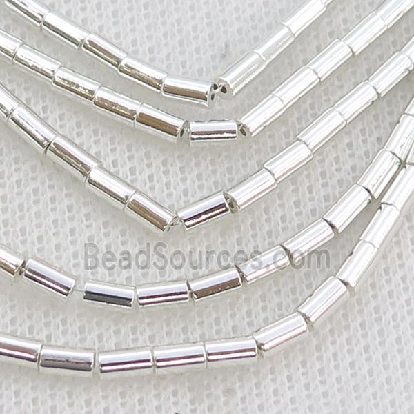 Hematite Tube Beads Shiny Silver