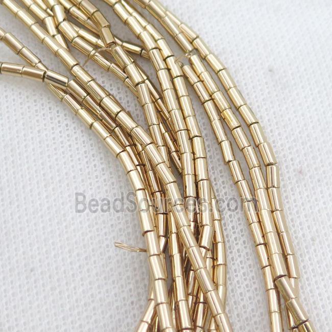 Hematite Tube Beads Lt.Gold