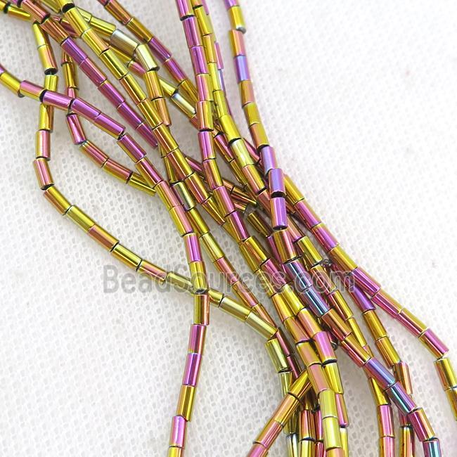 Purplegold Hematite Tube Beads