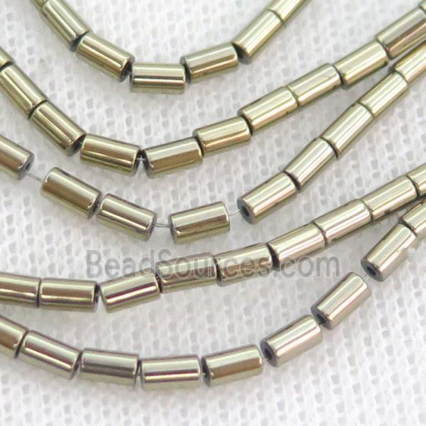 Hematite Tube Beads Pyrite COlor