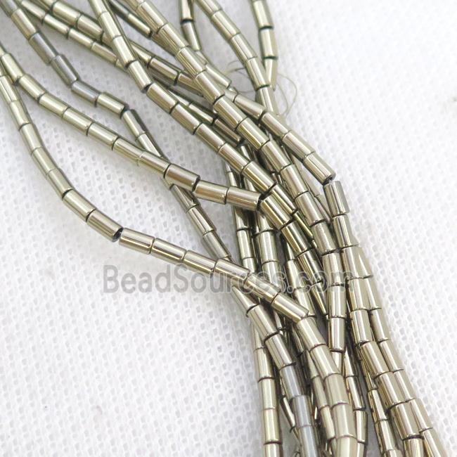 Hematite Tube Beads Pyrite COlor