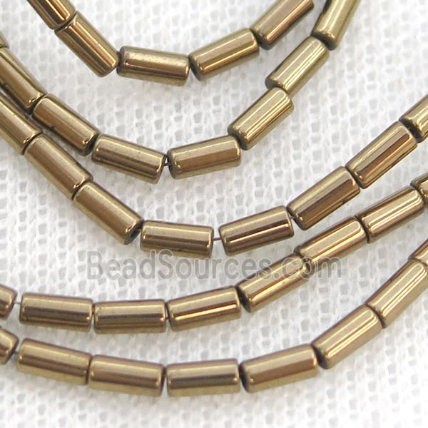 Hematite Tube Beads Gold