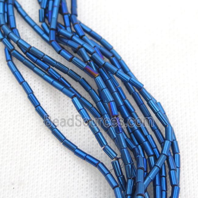 Blue Hematite Tube Beads Electroplated