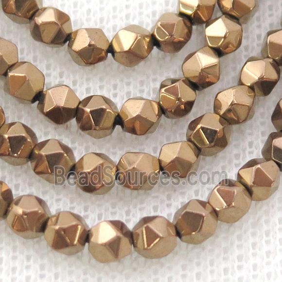 Hematite Beads Cut Round Brown