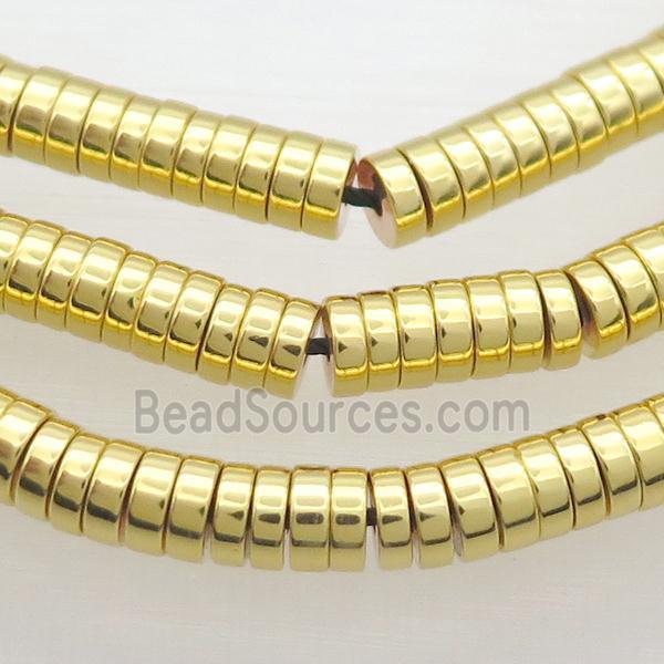 Hematite Beads Heishi Shiny Gold