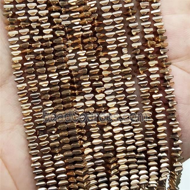 Hematite Square Beads Gold Plated