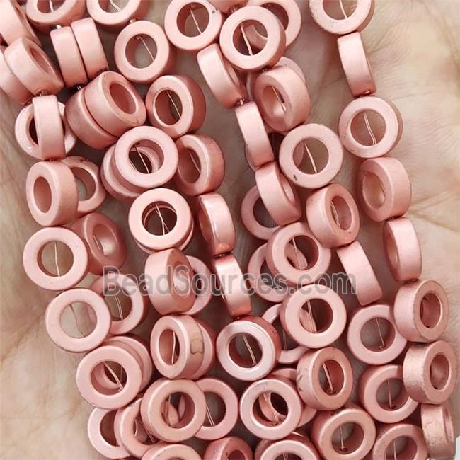 Hematite Ring Beads Circle Rose Gold Matte