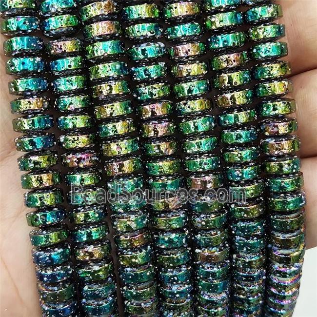 Assembled Lava Beads Heishi Greengold Electroplated